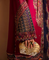 Blue & Magenta Embroidered Sleeves – Xenia MEHKASH Dress